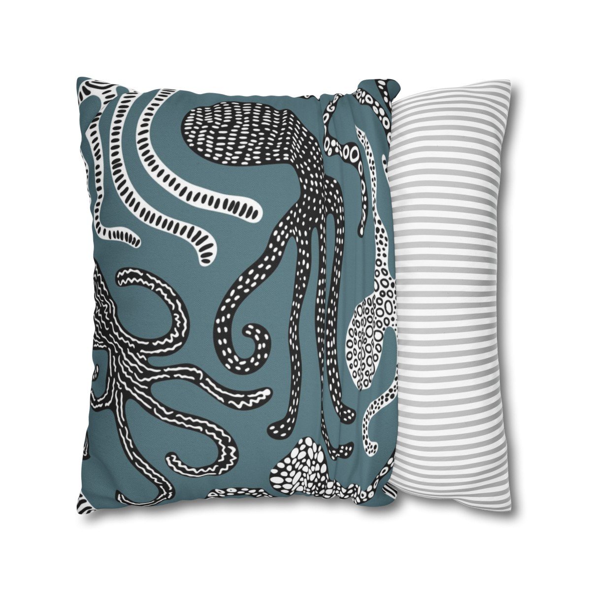 Scandinavian Style Blue Octopus Throw Pillow Covers - Image 2