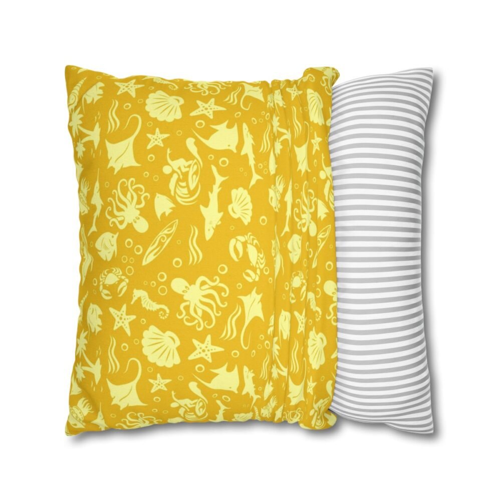 Printed Yellow Octopus Throw Pillow Covers for Sofa - Image 2