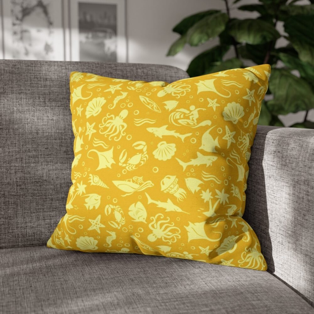 Printed Yellow Octopus Throw Pillow Covers for Sofa - Image 4