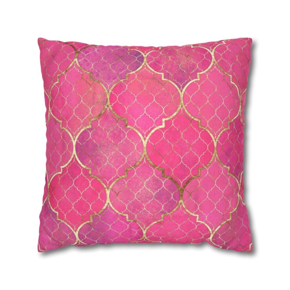 Bright Magenta Pink Gold Moroccan Throw Pillow Covers