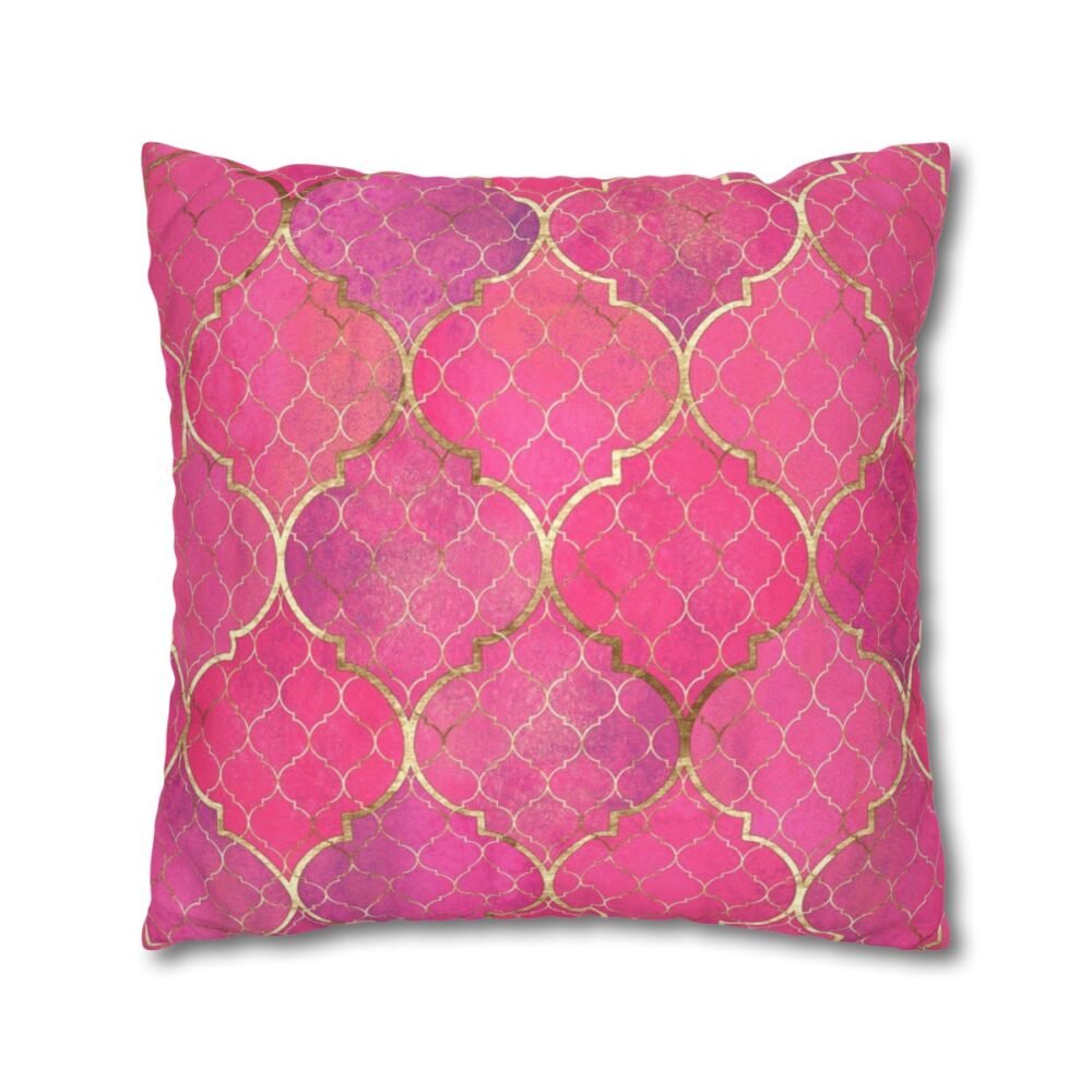 Bright Magenta Pink Gold Moroccan Throw Pillow Covers - Image 3