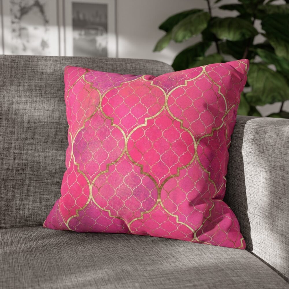 Bright Magenta Pink Gold Moroccan Throw Pillow Covers - Image 6