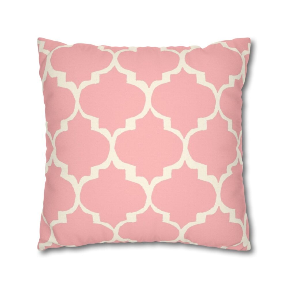 Moroccan Tiles Pattern in Pink Throw Pillow Covers - Image 3