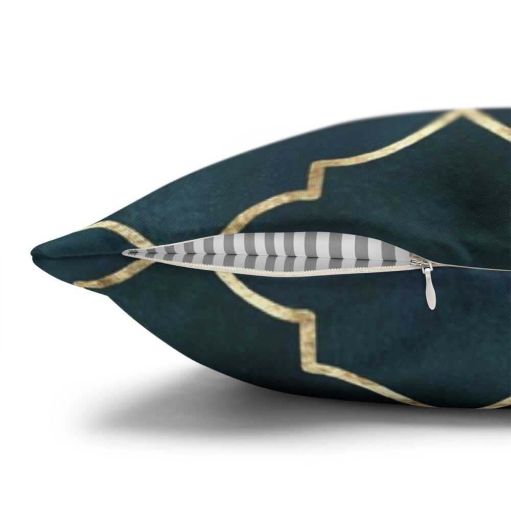 Moroccan Texture with Gold Line Teal Throw Pillow Covers - Image 3