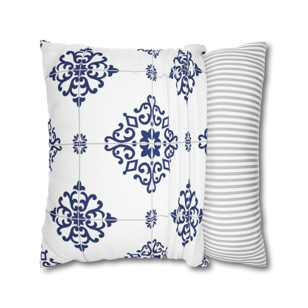 Ceramic Tiles in Blue n White Throw Pillow Covers - Image 2