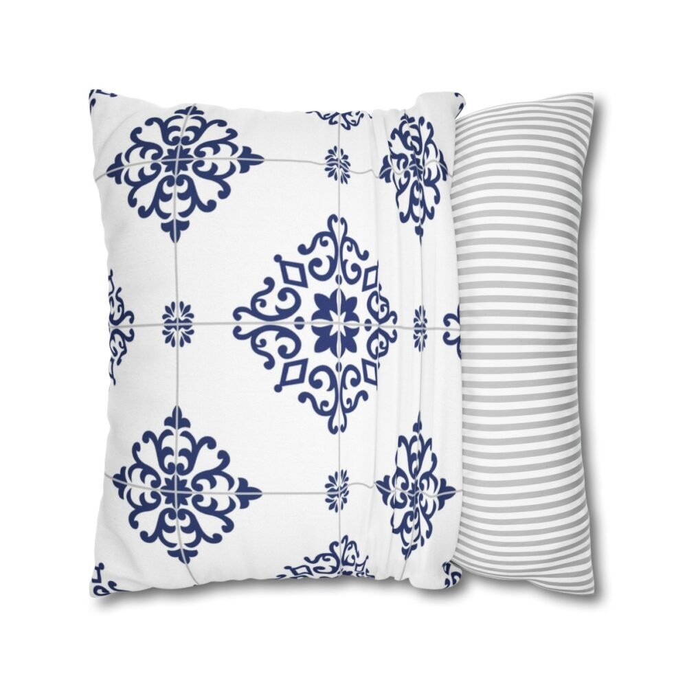 Ceramic Tiles in Blue n White Throw Pillow Covers - Image 4