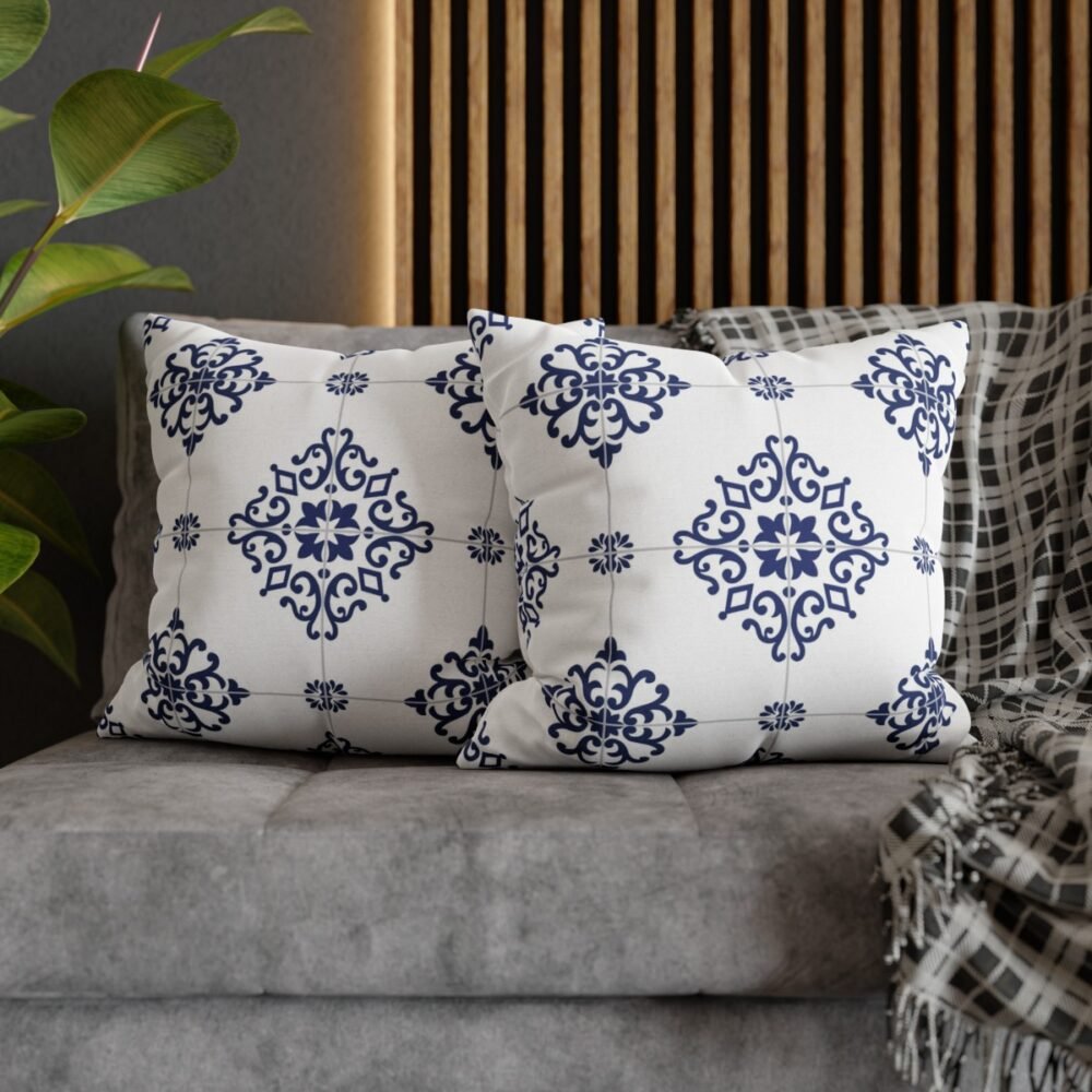 Ceramic Tiles in Blue n White Throw Pillow Covers - Image 7