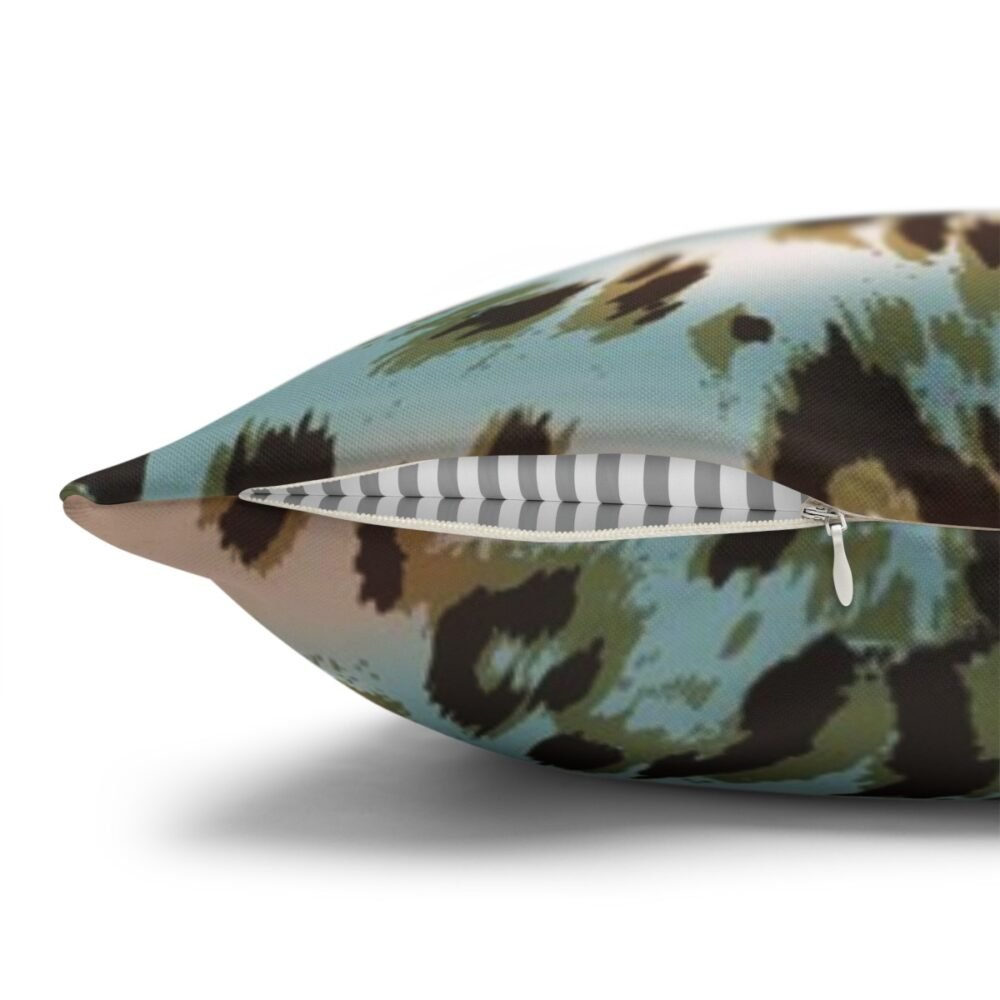 Cute Brown Blue Leopard Print Throw Pillow Covers - Image 5