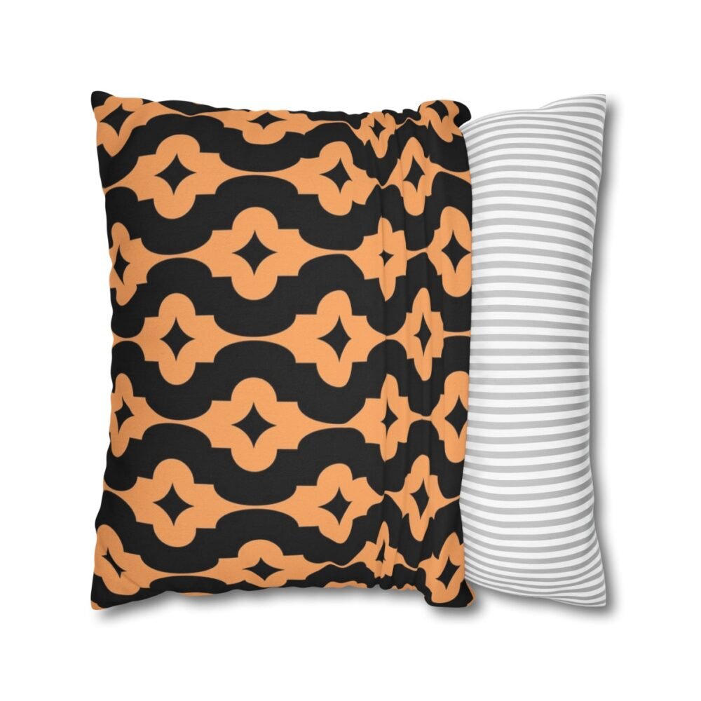 Retro Style Geometric Black Orange Throw Pillow Covers - Image 4