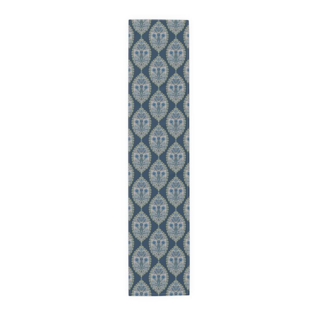 Decorative Teal Gold Paisley Damask Pattern Table Runners - Image 5