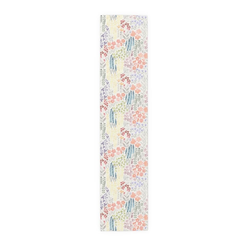 Stylish Meadow Flowers Print on Ivory Cotton Table Runners - Image 5