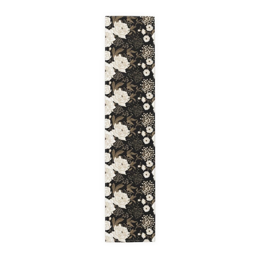 Floral Gold and White Peonies and Roses Oriental Style Table Runners - Image 6