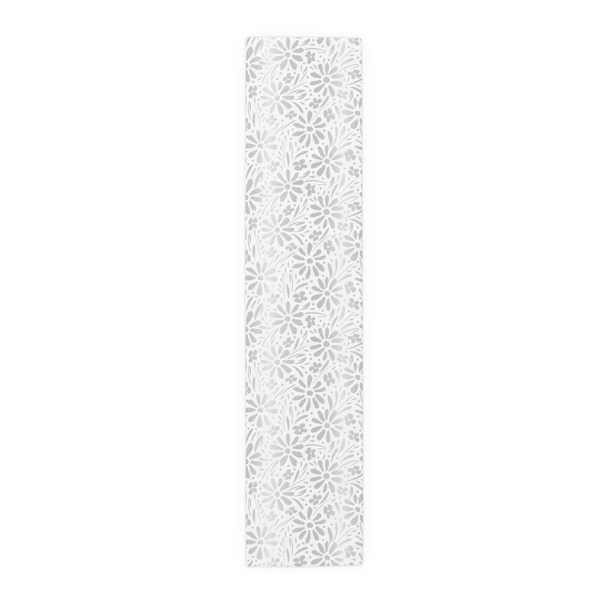 Monochrome Floral White and Silver Cotton Twill Table Runners - Image 5