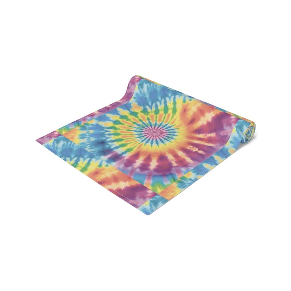 Abstract Rainbow Color Tie Dye Print Dining Table Runners - Image 7