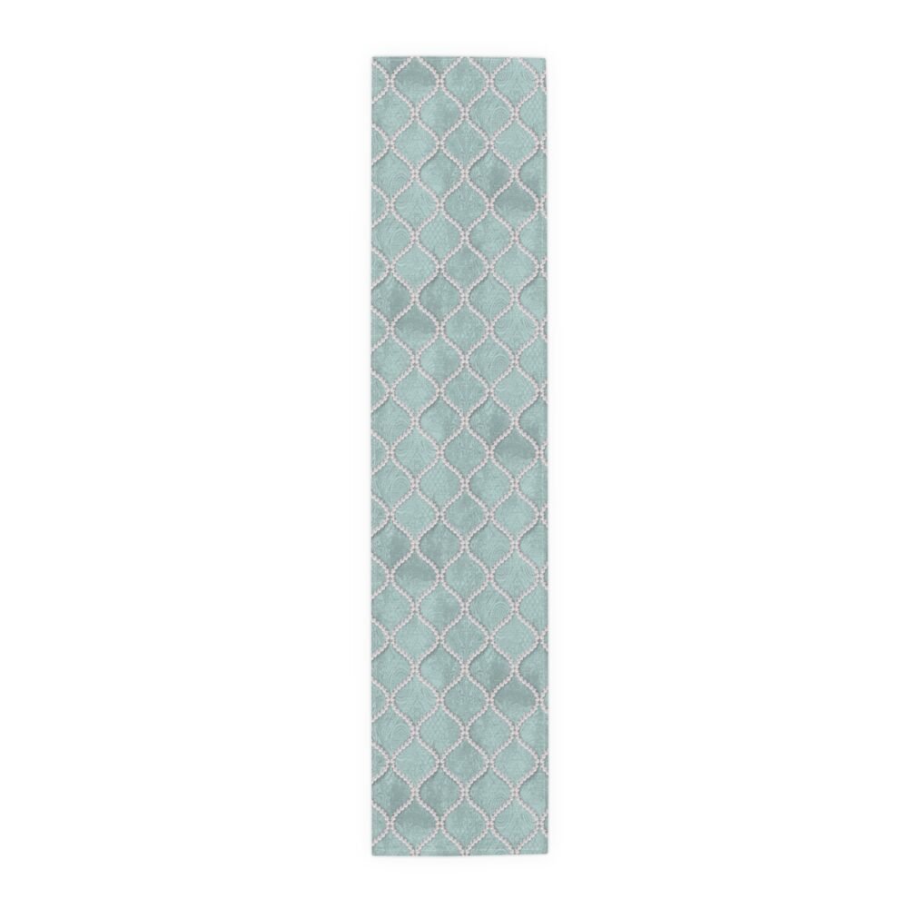 Mint Blue Wavy Line Pearls 4, 6 Seater Dining Table Runners - Image 6