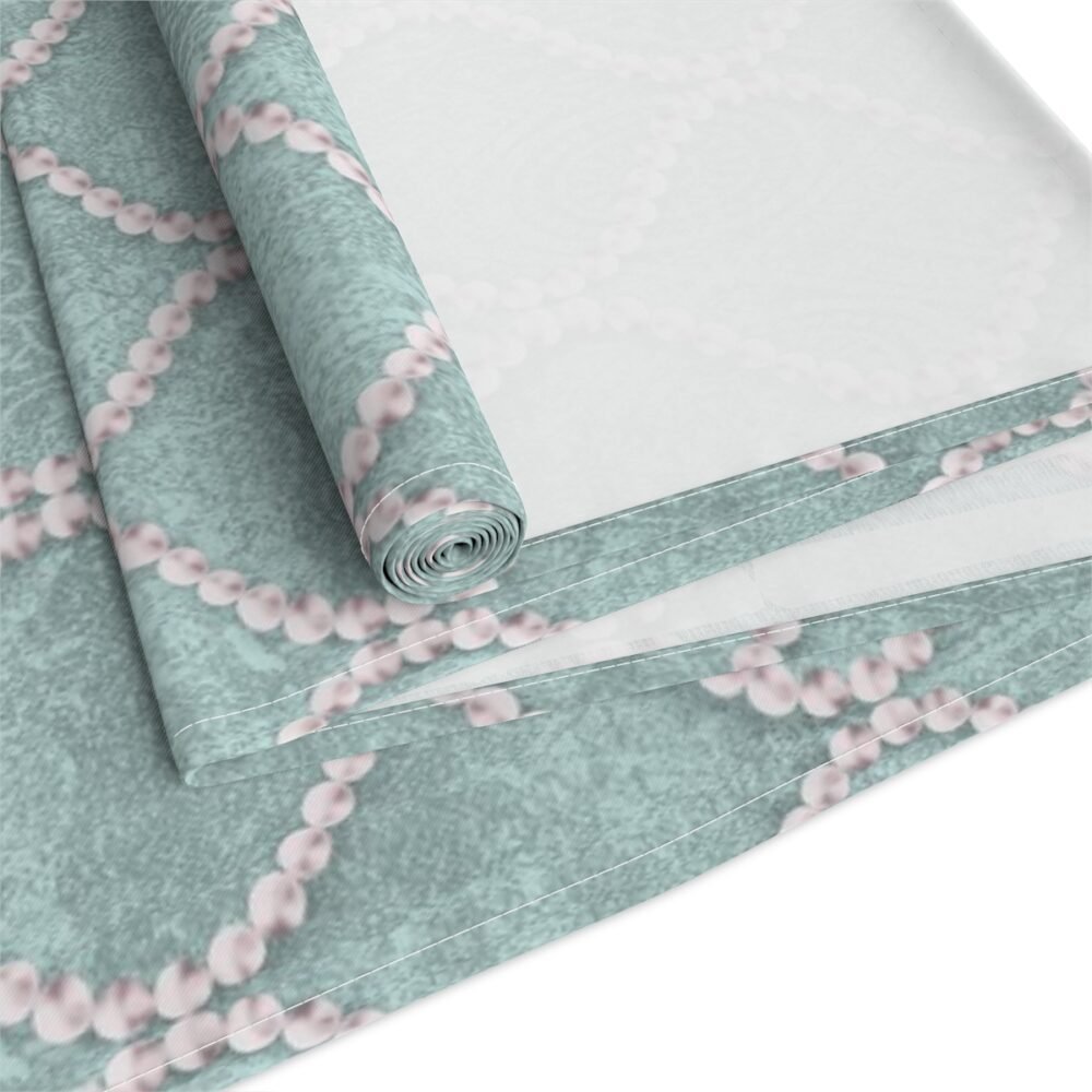 Mint Blue Wavy Line Pearls 4, 6 Seater Dining Table Runners - Image 8