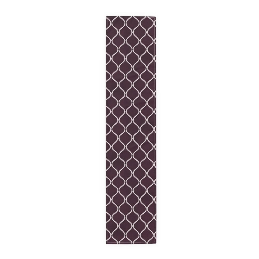 Printed Wavy Line Pearls Dark Purple Dining Table Runners - Image 6