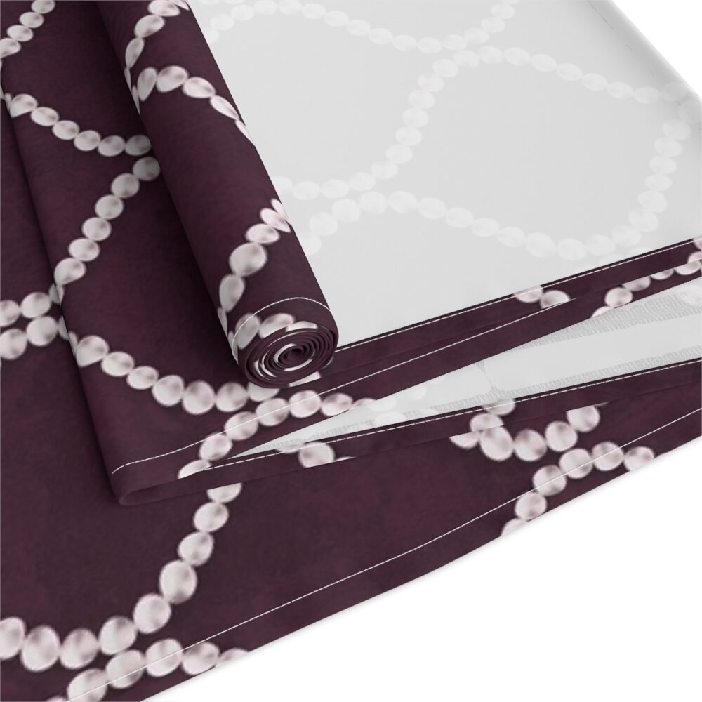 Printed Wavy Line Pearls Dark Purple Dining Table Runners - Image 8