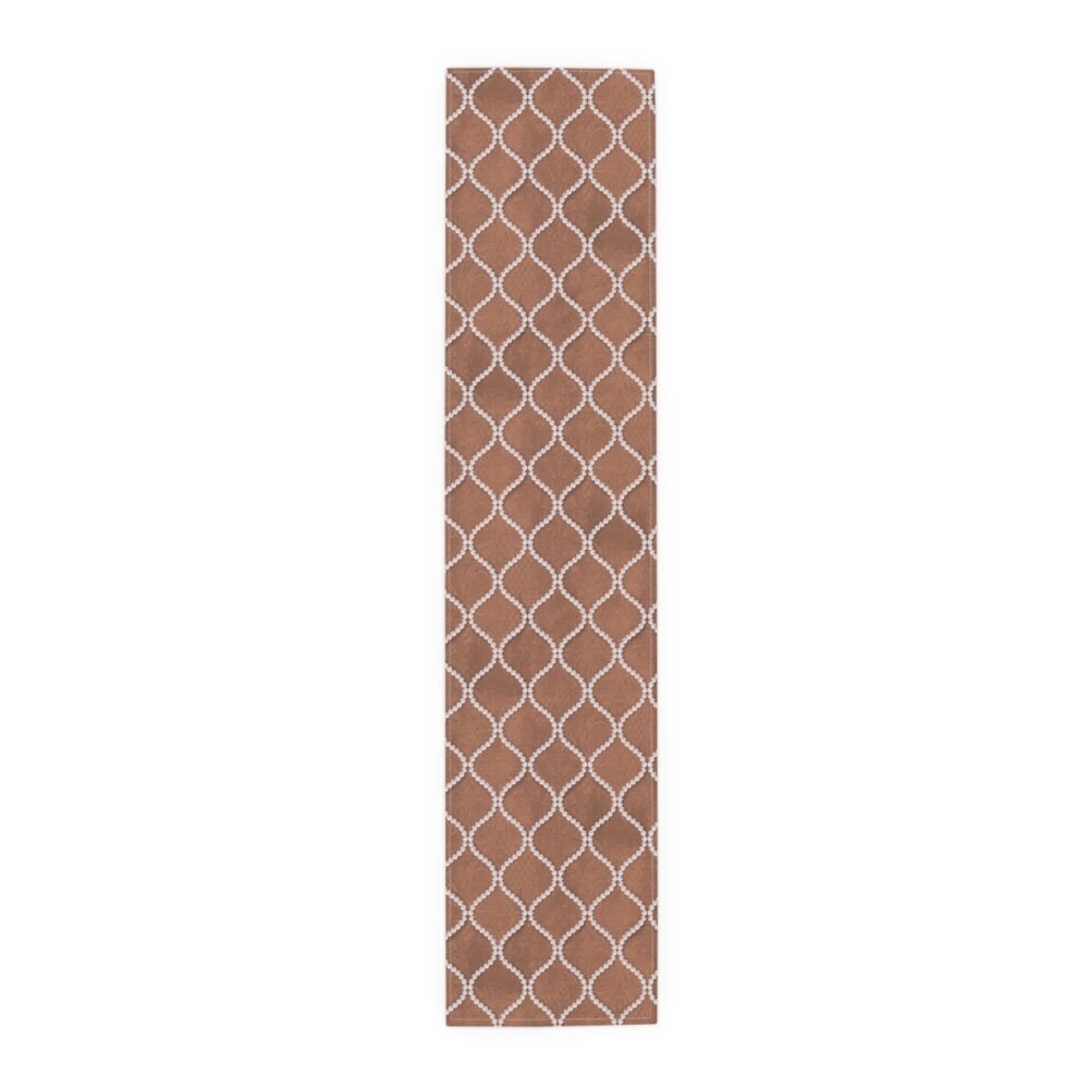 Decorative Wavy Line Pearls Amber Brown Dining Table Runners - Image 6