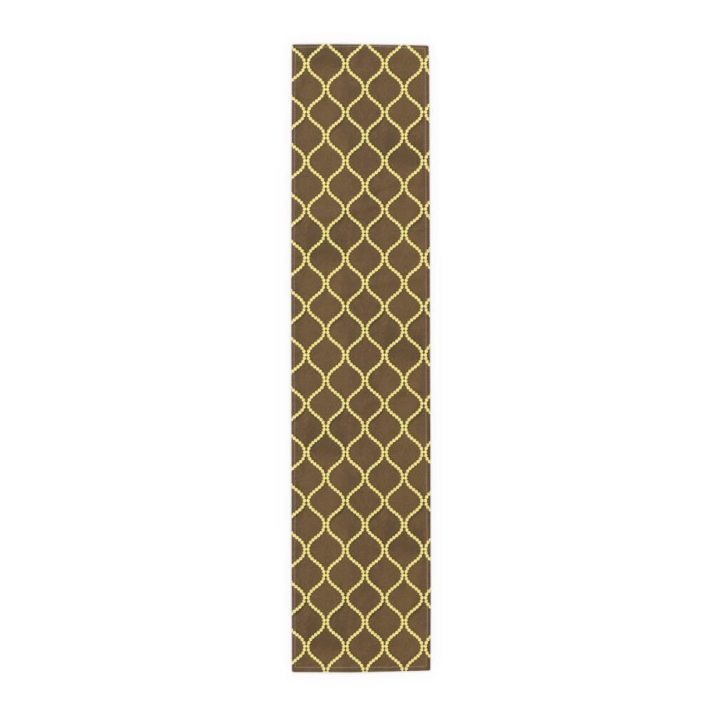 Decorative Golden Wavy Line Pearls Brown Dining Table Runners - Image 6