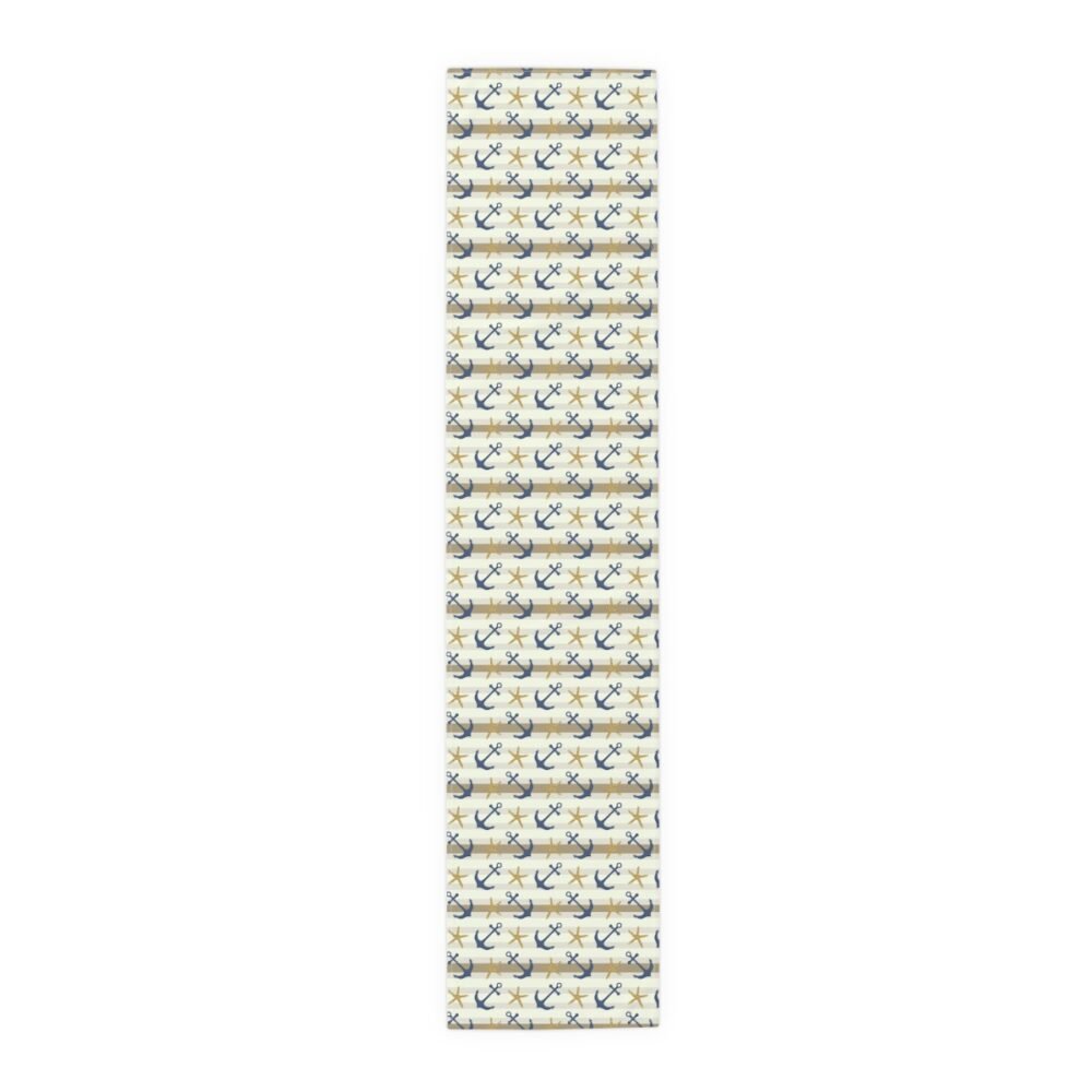 Nautical Anchor and Starfish Print on White Table Runners - Image 6