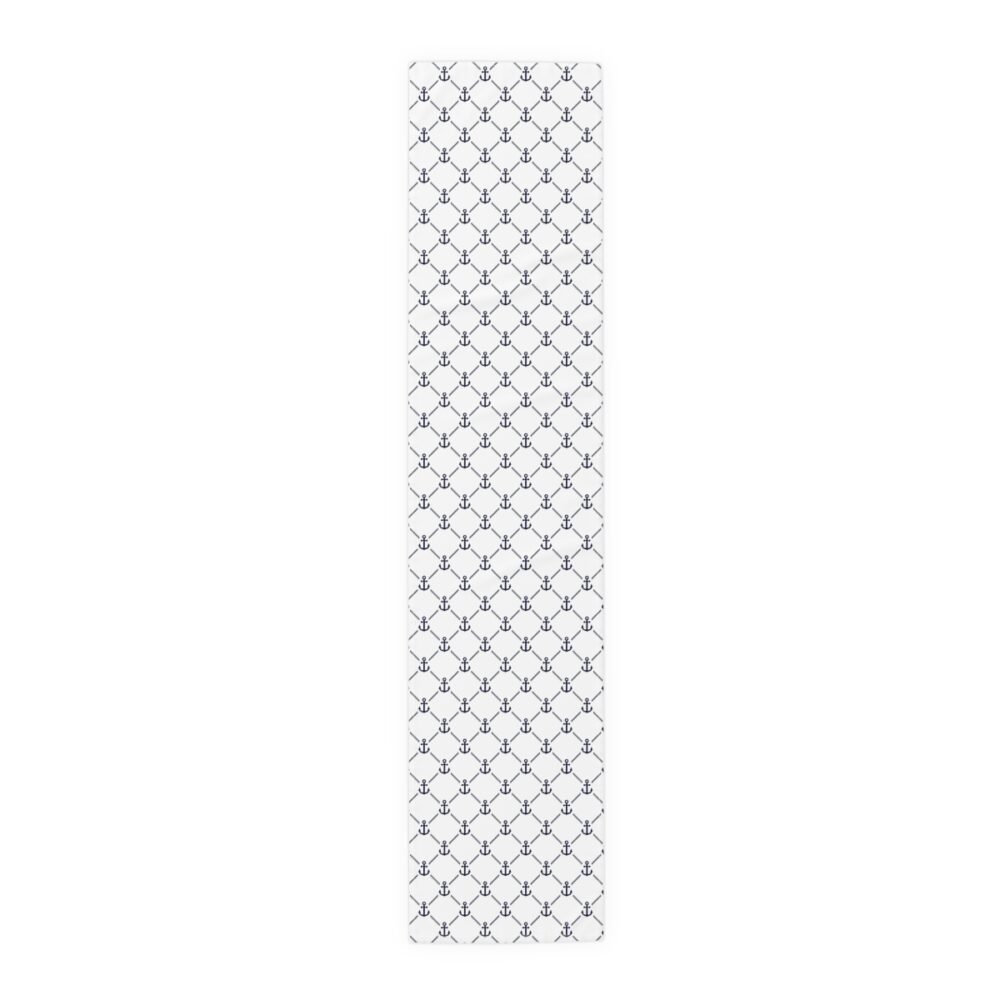 Nautical Marine Anchor Print on White Table Runners - Image 5