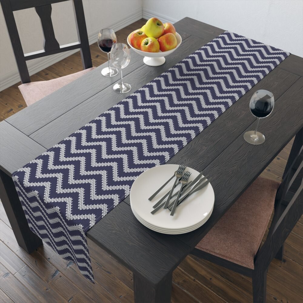 Navy Chevron Nautical Print Dining Table Runners - Image 9