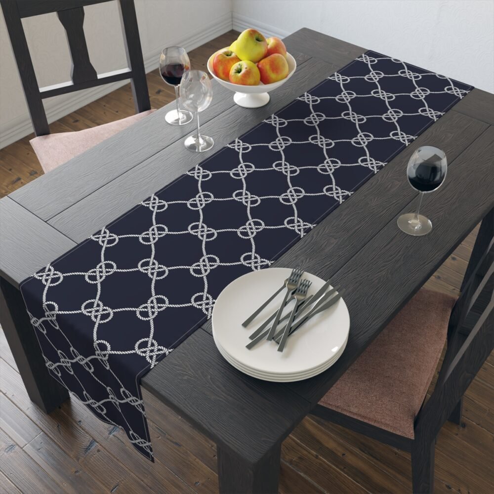 Nautical Rope Pattern on Dark Blue Dining Table Runners - Image 9