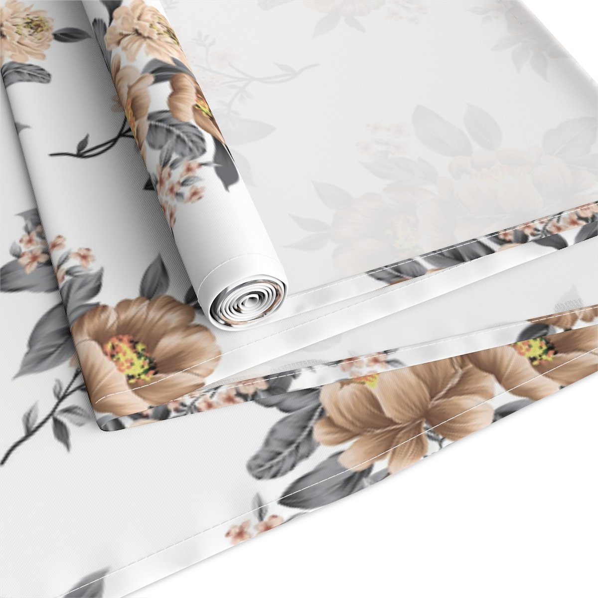 Brown Flower Print on White 4, 6 Seaters Table Runners - Image 8