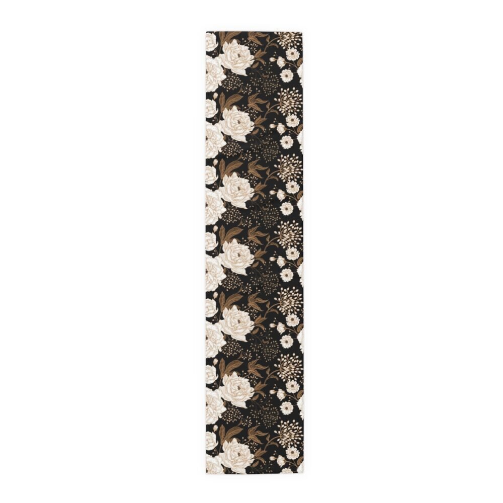 Floral Gold and White Peonies and Roses Oriental Style Table Runners - Image 11