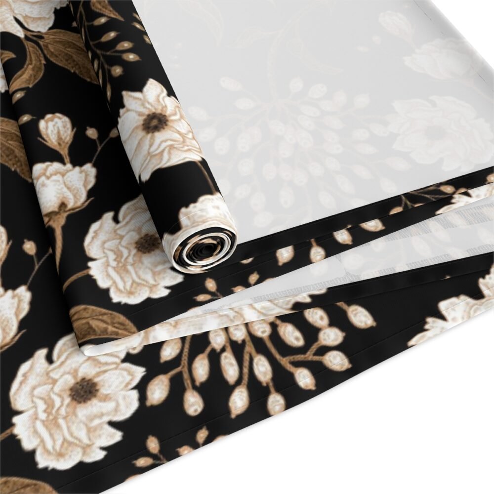 Floral Gold and White Peonies and Roses Oriental Style Table Runners - Image 13