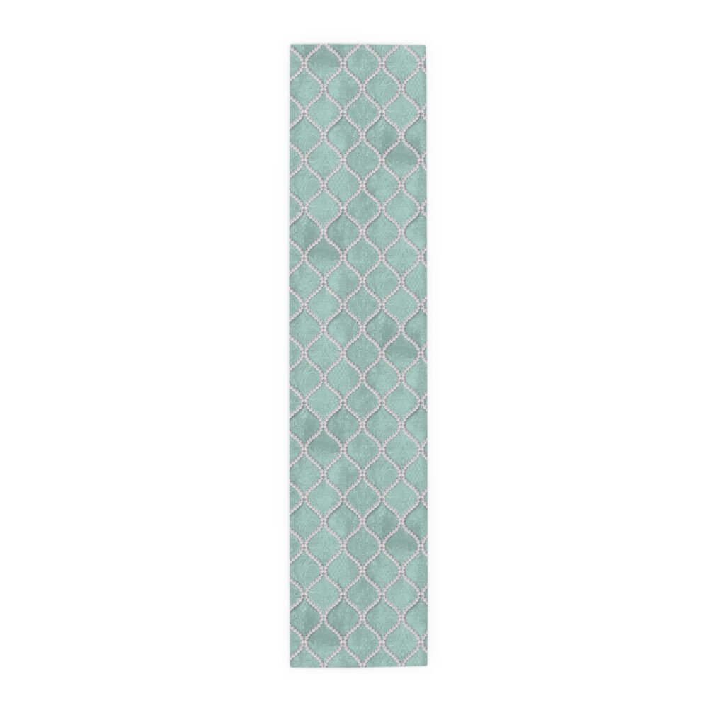 Mint Blue Wavy Line Pearls 4, 6 Seater Dining Table Runners - Image 11