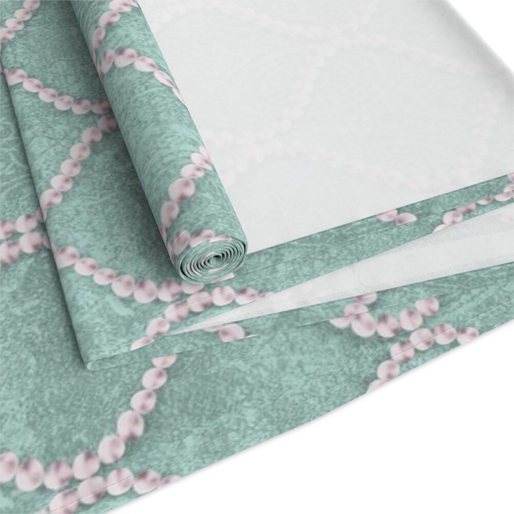 Mint Blue Wavy Line Pearls 4, 6 Seater Dining Table Runners - Image 13