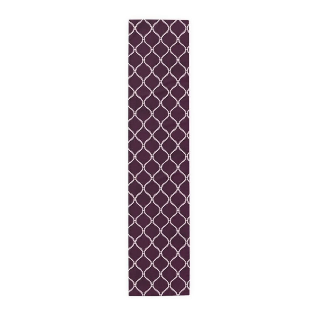 Printed Wavy Line Pearls Dark Purple Dining Table Runners - Image 11