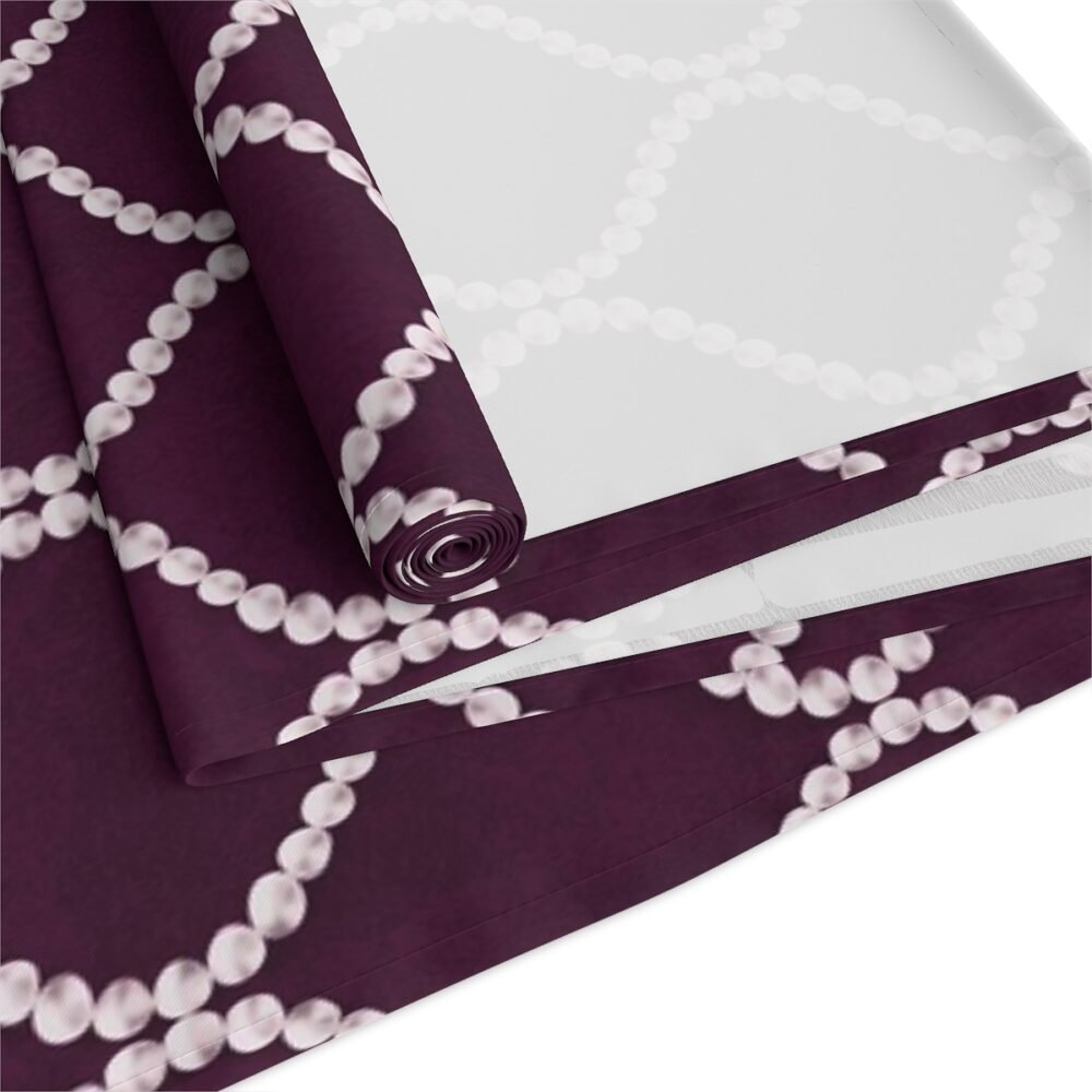 Printed Wavy Line Pearls Dark Purple Dining Table Runners - Image 13