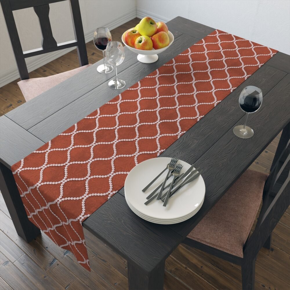 Decorative Wavy Line Pearls Amber Brown Dining Table Runners - Image 14