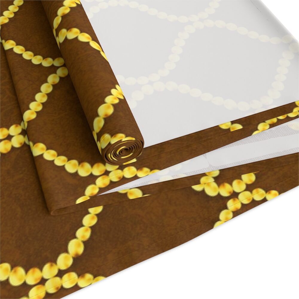 Decorative Golden Wavy Line Pearls Brown Dining Table Runners - Image 13