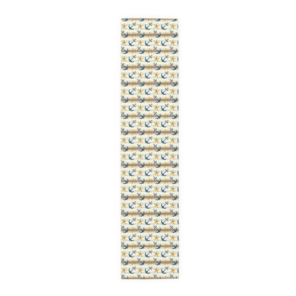 Nautical Anchor and Starfish Print on White Table Runners - Image 11