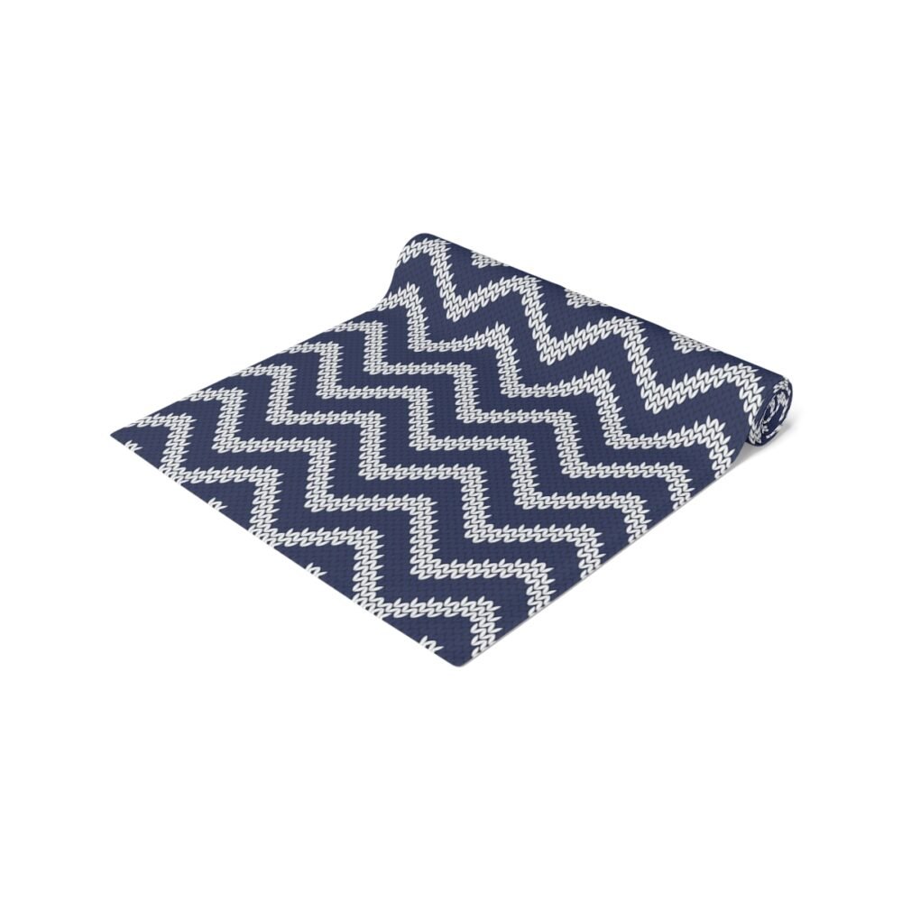 Navy Chevron Nautical Print Dining Table Runners - Image 12