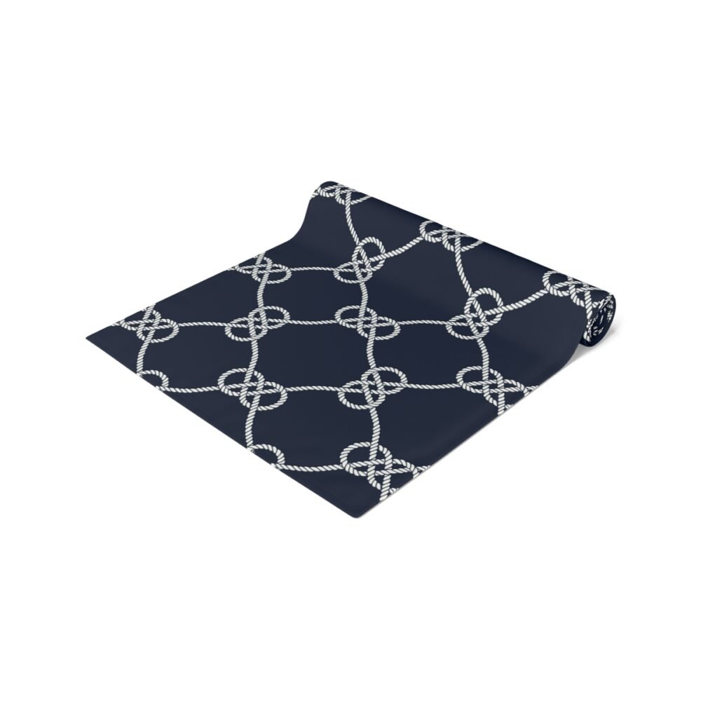 Nautical Rope Pattern on Dark Blue Dining Table Runners - Image 12