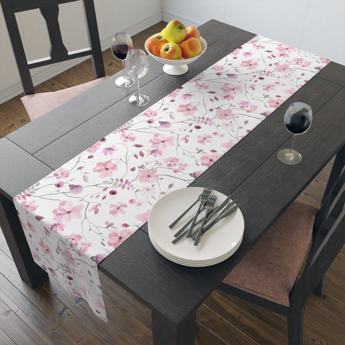 Light Pink Floral Print Dining Table Runners - Image 14