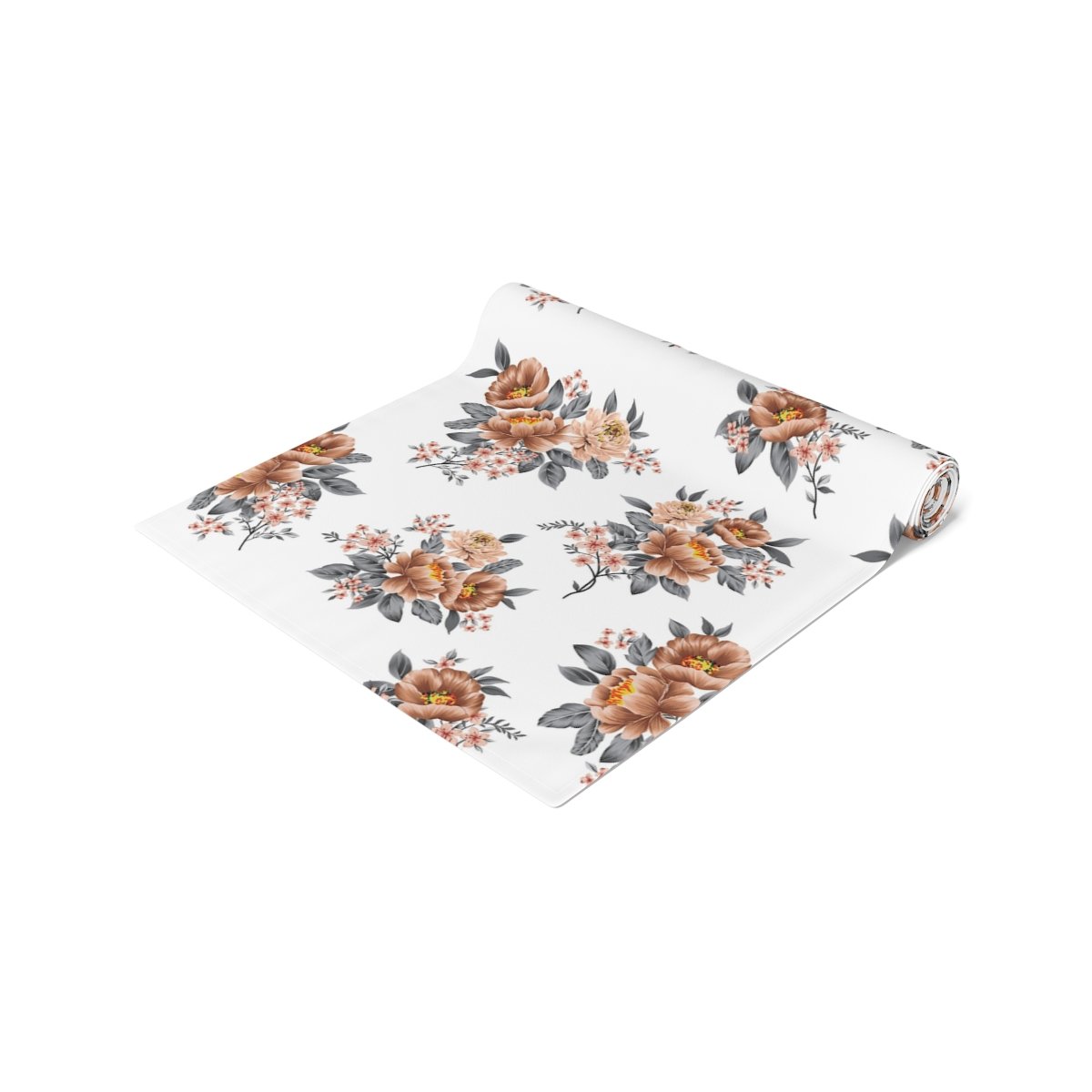 Brown Flower Print on White 4, 6 Seaters Table Runners - Image 12
