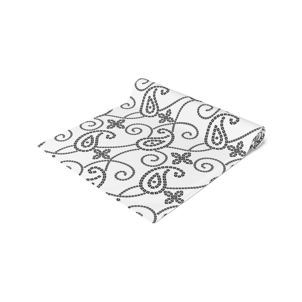 Gujrati Paisley Bandanna Print Black n White Table Runners - Image 12