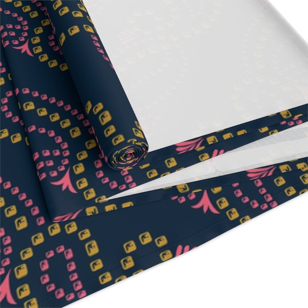 Pink Gold Bandanna Print on Blue Dining Table Runners - Image 13