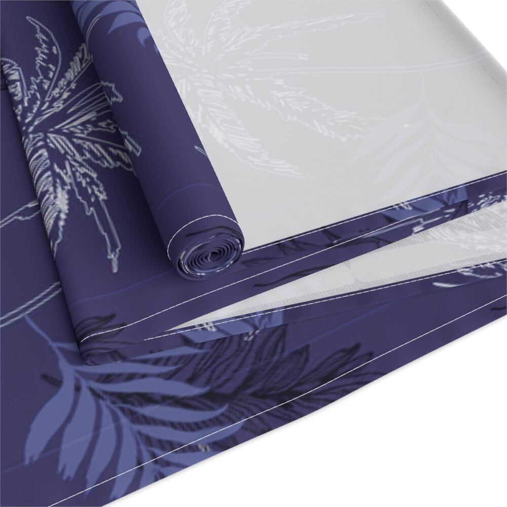 Monotone Blue Tropical jungle Palm Leaves Table Runners - Image 3