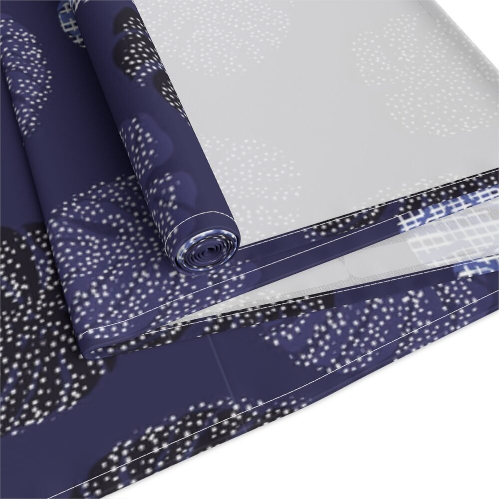 Monstera Tropical Leaves Print on Blue Dining Room Table Runners - Image 3