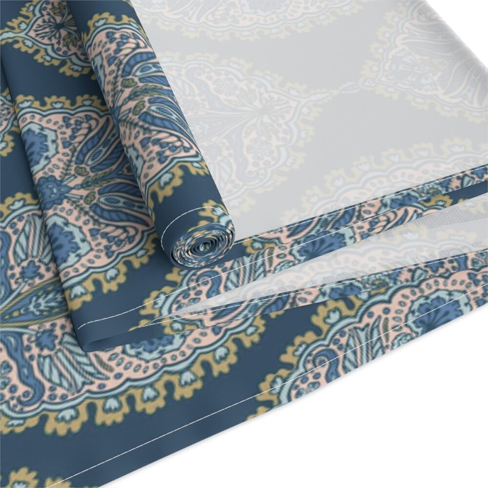 Decorative Teal Gold Paisley Damask Pattern Table Runners - Image 3