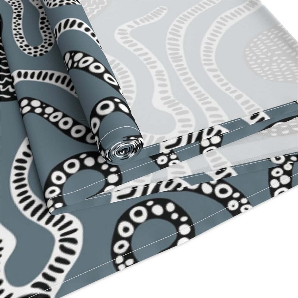 Blue Cotton Twill Table Runners with Scandinavian Style Octopus - Image 3