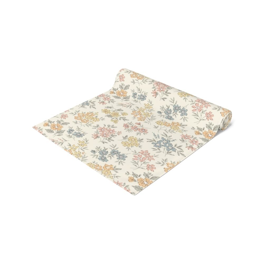 Ivory Ditsy Floral Print Table Runners for Dining Room Table - Image 2