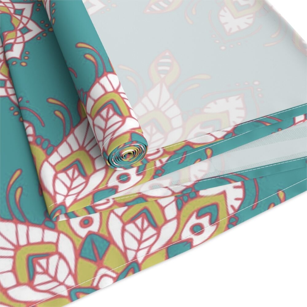 Mandala Flower Pattern on Teal Gold Table Runners - Image 3